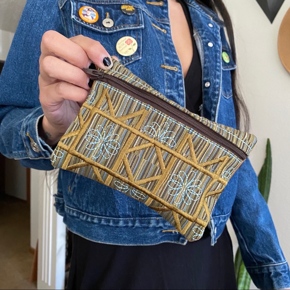 Embroidered makeup bag